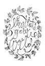 Illustrate your world black and white vector calligraphy poster. beautiful lettering typography print with a herbal ink wreath